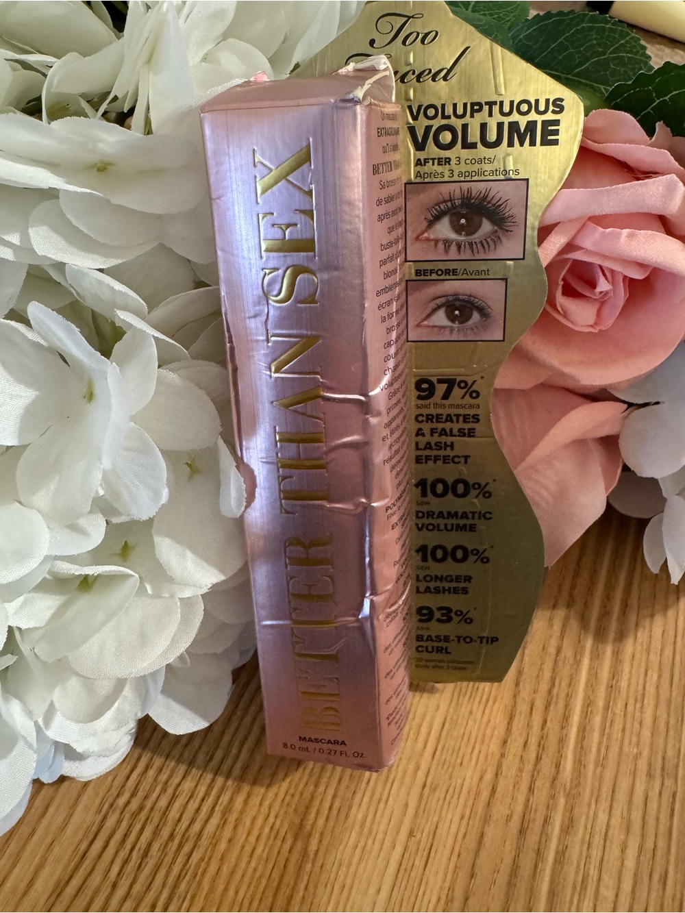 Too Faced Better Than Sex Mascara in Metallic Pink and Gold Box